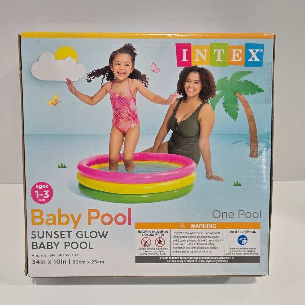 Intex‎ Sunset Glow Baby Pool Inflatable Kids 1-3 Years 34 x 10in Pink Yellow